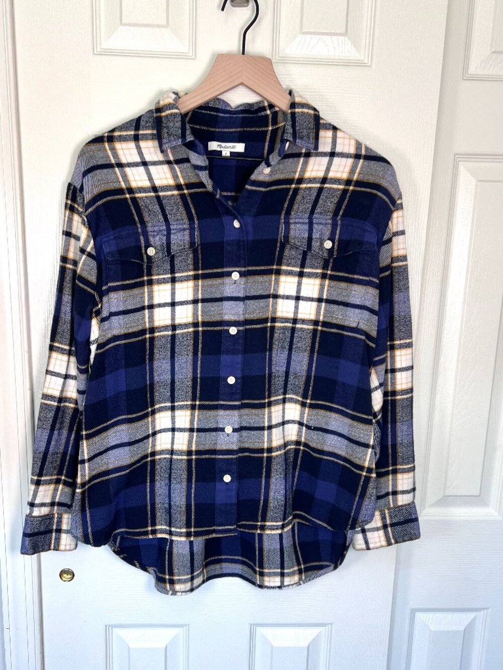 Madewell Flannel Flap-Pocket Oversized Boyfriend Shirt in Coltrane Plaid SZ M